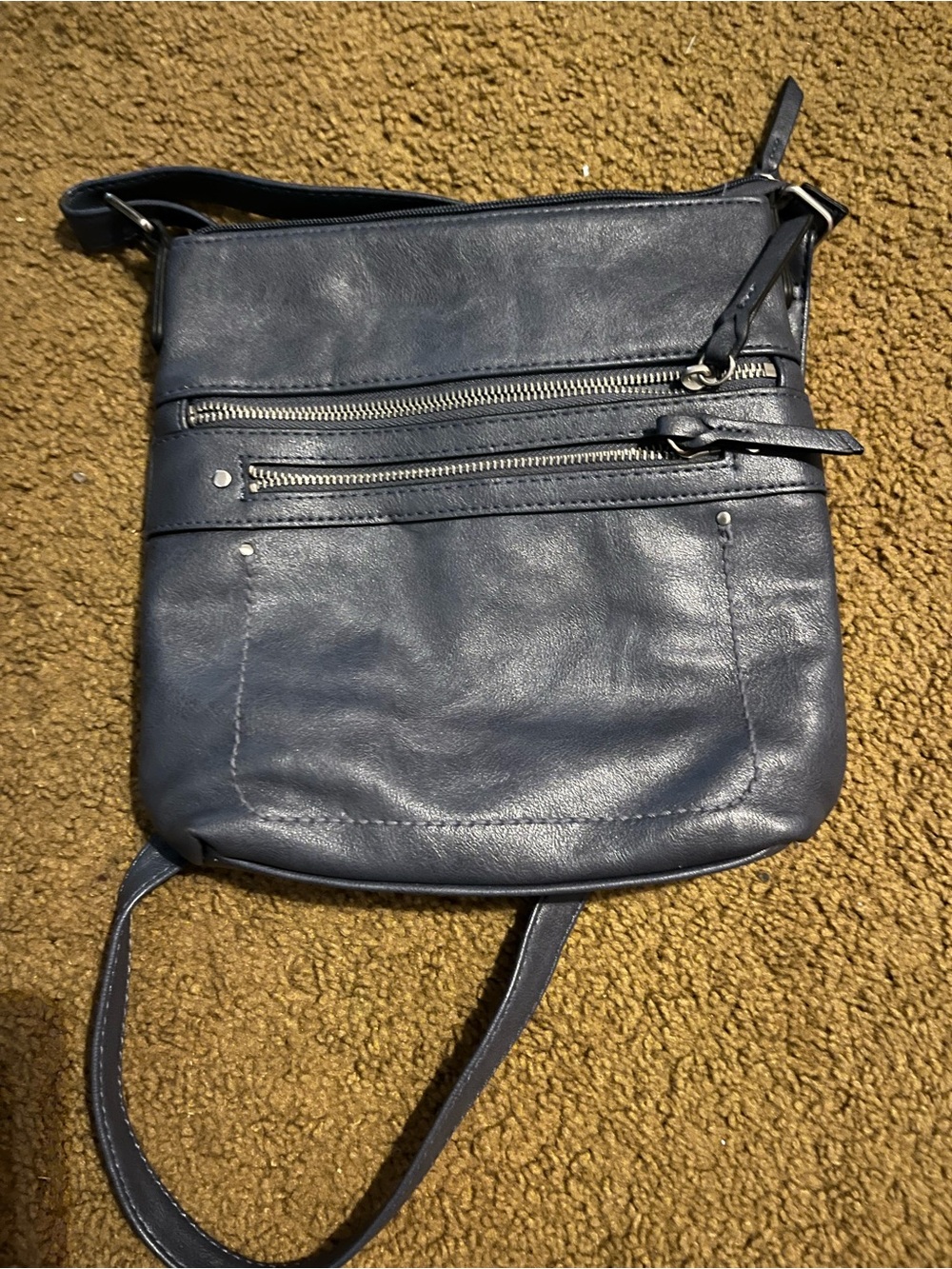 INC International Concepts Navy Blue Leather Crossbody Bag